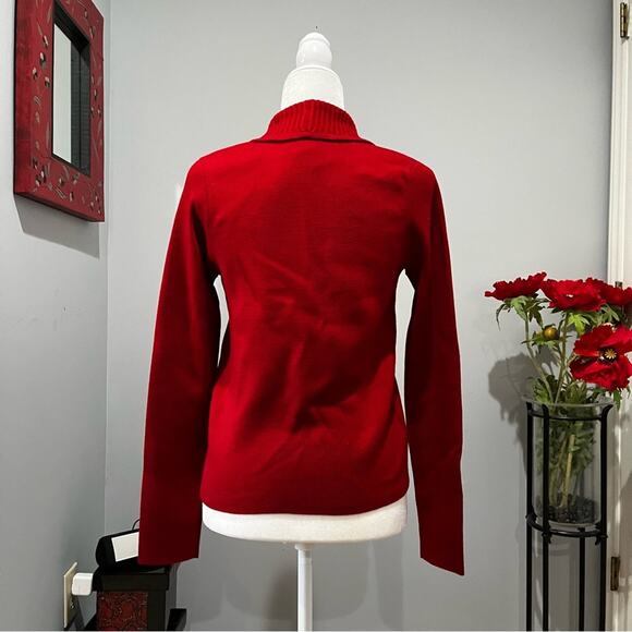 NEW Ann Taylor Loft Merino Wool Ribbed Shawl Collar Cardigan Sweater Red XS NWT - Picture 6 of 14